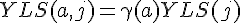 {YLS(a,j) = \gamma(a) YLS(j)