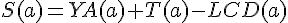 S(a)=YA(a)+T(a)-LCD(a)